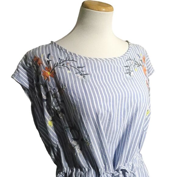 Ava & Viv Cotton Embroidered Plus Size Stripe Dress Womens 2X - Picture 4 of 11